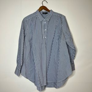 Ellos Striped Boxy Collared Button Up Shirt, sz. XXL